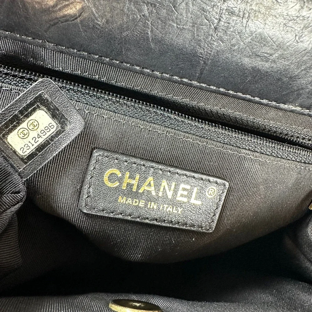 Chanel Frame Shoulder Bag CC Distressed Quilted Leather Black/Gold Thick Chain - Picture 7 of 16